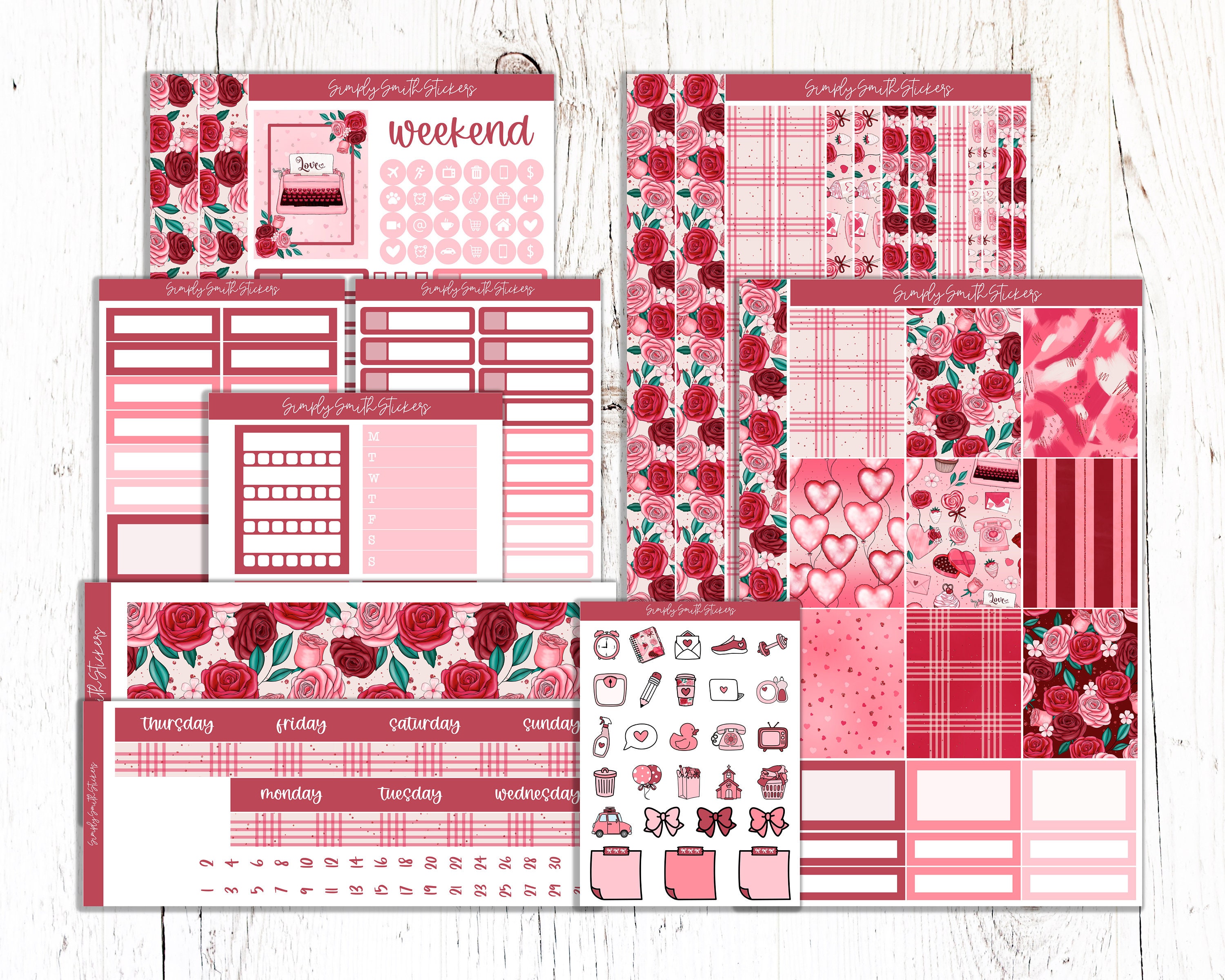 SWEETHEART | Vertical Weekly Planner Sticker Kit | Planner Stickers ...