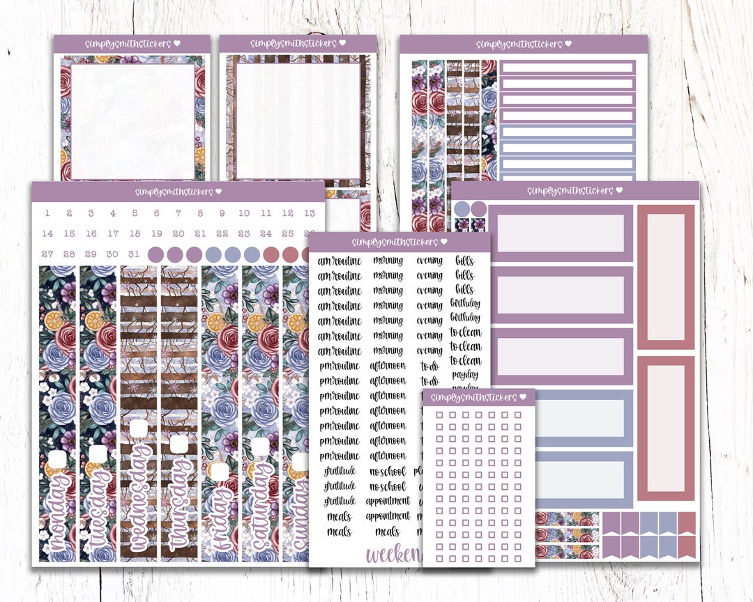 WINTER FOREST Daily DUO Kit | 7x9 Planner Stickers | Daily Planning ...