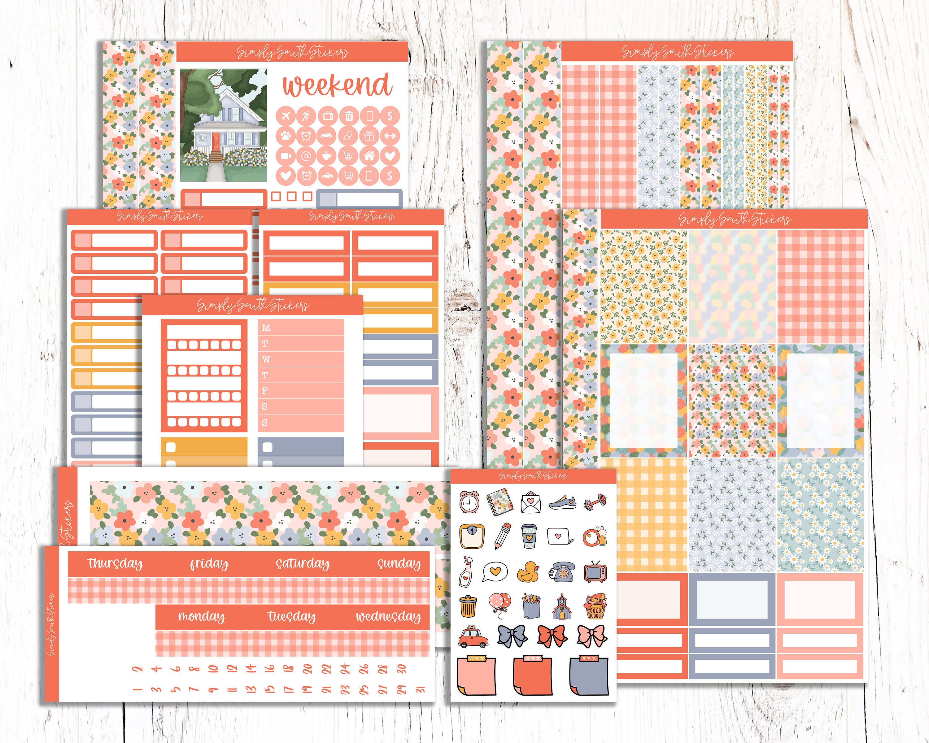 Bloom Vertical Weekly Planner Sticker Kit | EC 7x9 Planners - Etsy