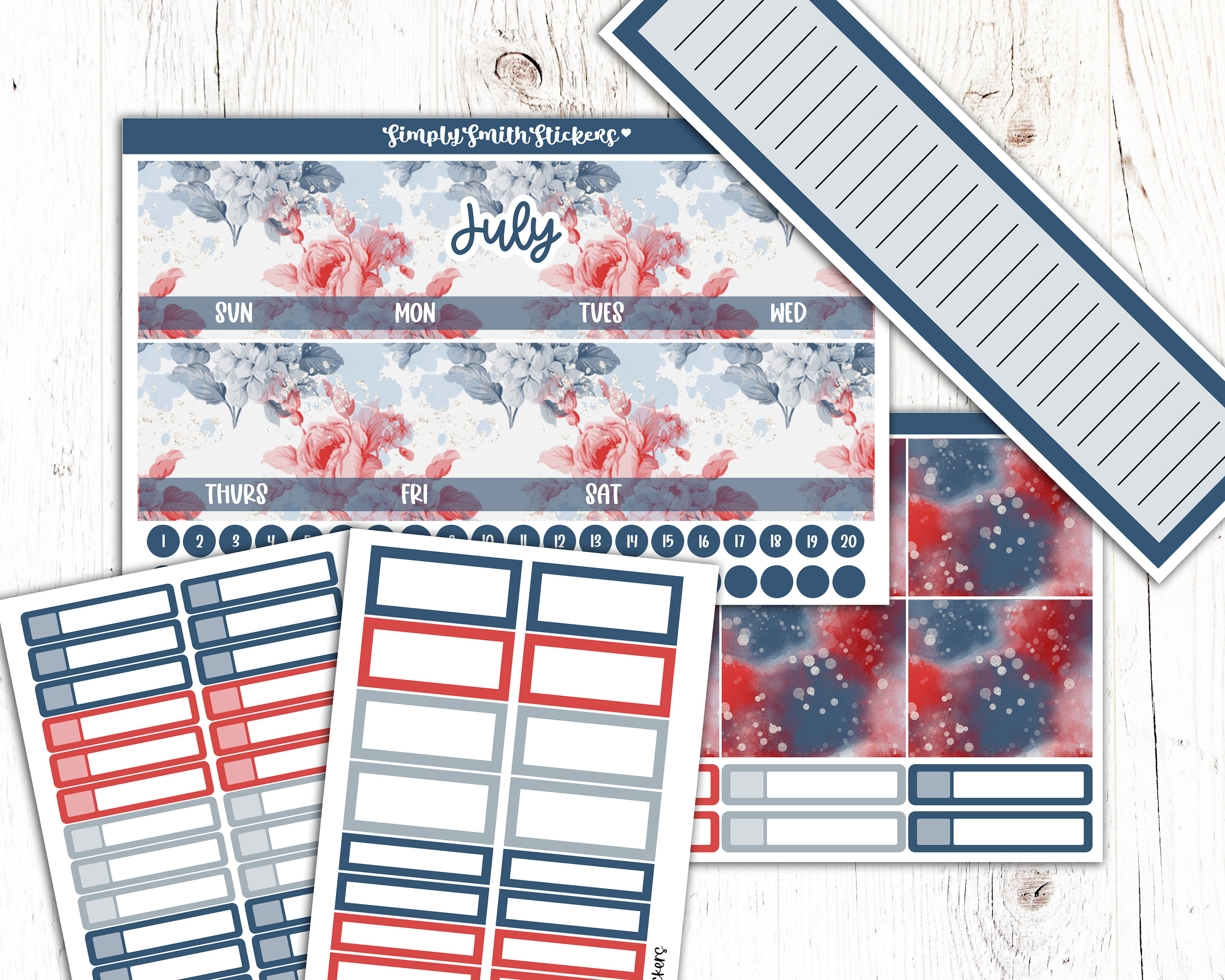 JULY Monthly Sticker Kit | 7x9 | CUSTOMIZABLE Stickers | Planner Stickers | Planner Accessories | Monthly Stickers