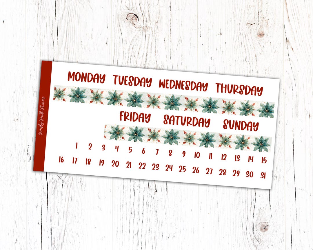MISTLETOE Script Style Date Headers | Planner Stickers | Functional ...