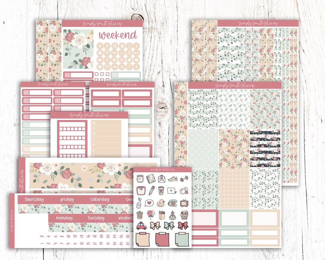 Victorian Garden Vertical Weekly Planner Sticker Kit - Etsy