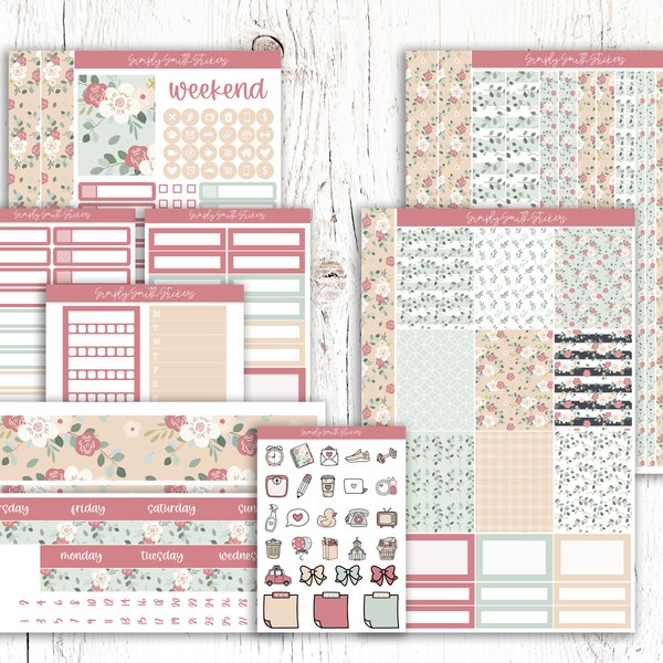 VICTORIAN GARDEN | Vertical Weekly Planner Sticker Kit | Planner Stickers | Weekly Planner | Planner Supplies | Stationery Stickers