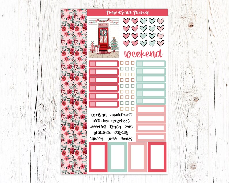 CHRISTMAS TIME | Vertical Weekly Planner Sticker Kit | Planner Stickers ...