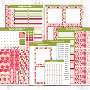 Duo quotidien A5 | CHAMPS DE FRAISES | Stickers pour agenda | Autocollants de planification quotidienne