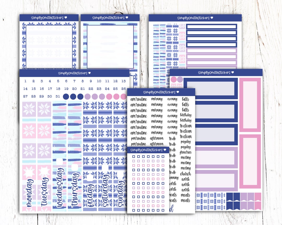 SNOW DAY Daily DUO Kit | 7x9 Planner Stickers | Daily Planning Stickers ...