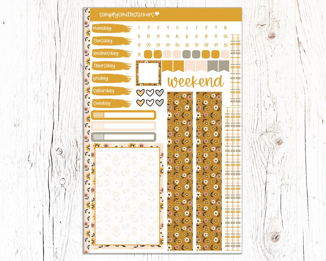 A5 Compact Vertical Planner Sticker Kit | Dainty Florals - Etsy