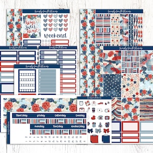 DOUX MAISON À LA MAISON | Kit d'autocollants pour agenda semainier vertical | Stickers pour agenda | 4 juillet