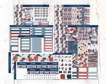 HOME SWEET HOME | Vertical Weekly Planner Sticker Kit | Planner Stickers | July 4th