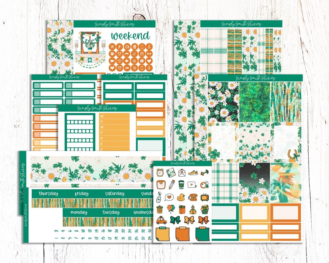ST PATTY | Vertical Weekly Planner Sticker Kit | Planner Stickers ...