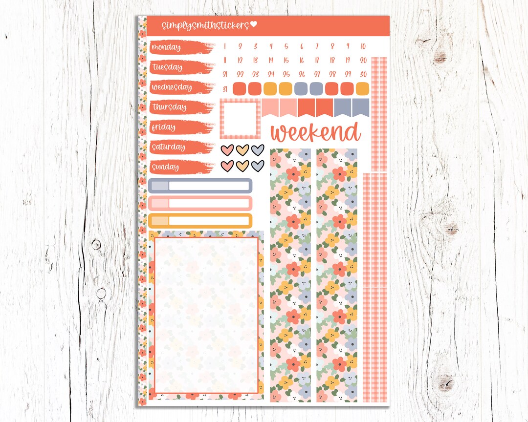 A5 Compact Vertical Mini Kit | BLOOM | Planner Sticker Kit | A5 Compact ...