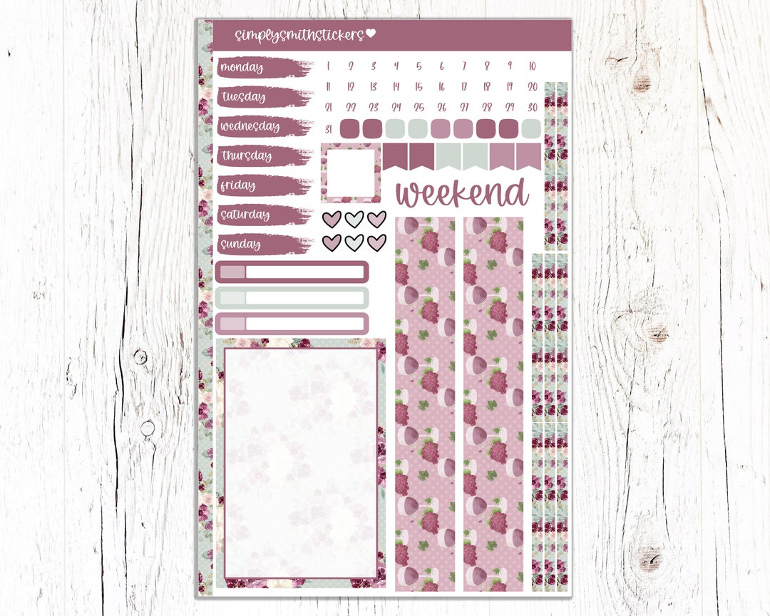 A5 COMPACT VERTICAL Mini Kit | Wine O'clock | Planner Sticker Kit ...
