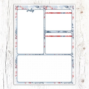 Fiche JUILLET TABLEAU DE BORD | 7 x 9 | Autocollant PLEINE page