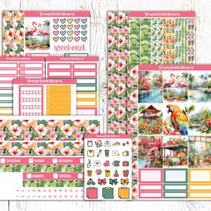 PARADIS | Kit d'autocollants pour agenda semainier vertical | Stickers agenda