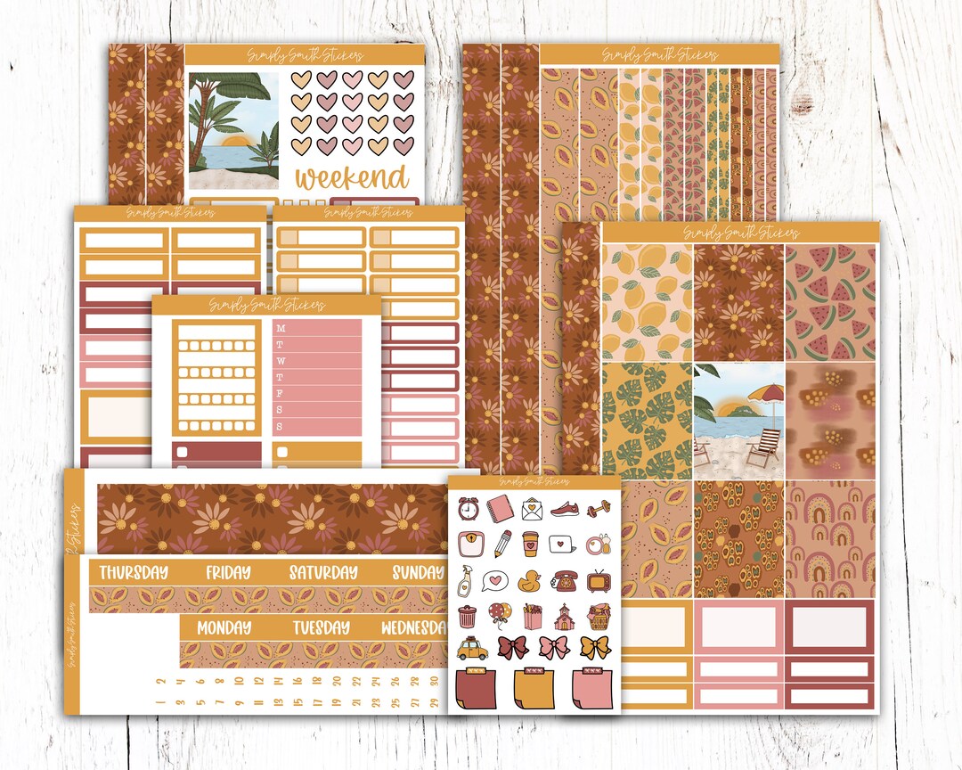 SUNSET | Vertical Weekly Planner Sticker Kit | Planner Stickers - Etsy