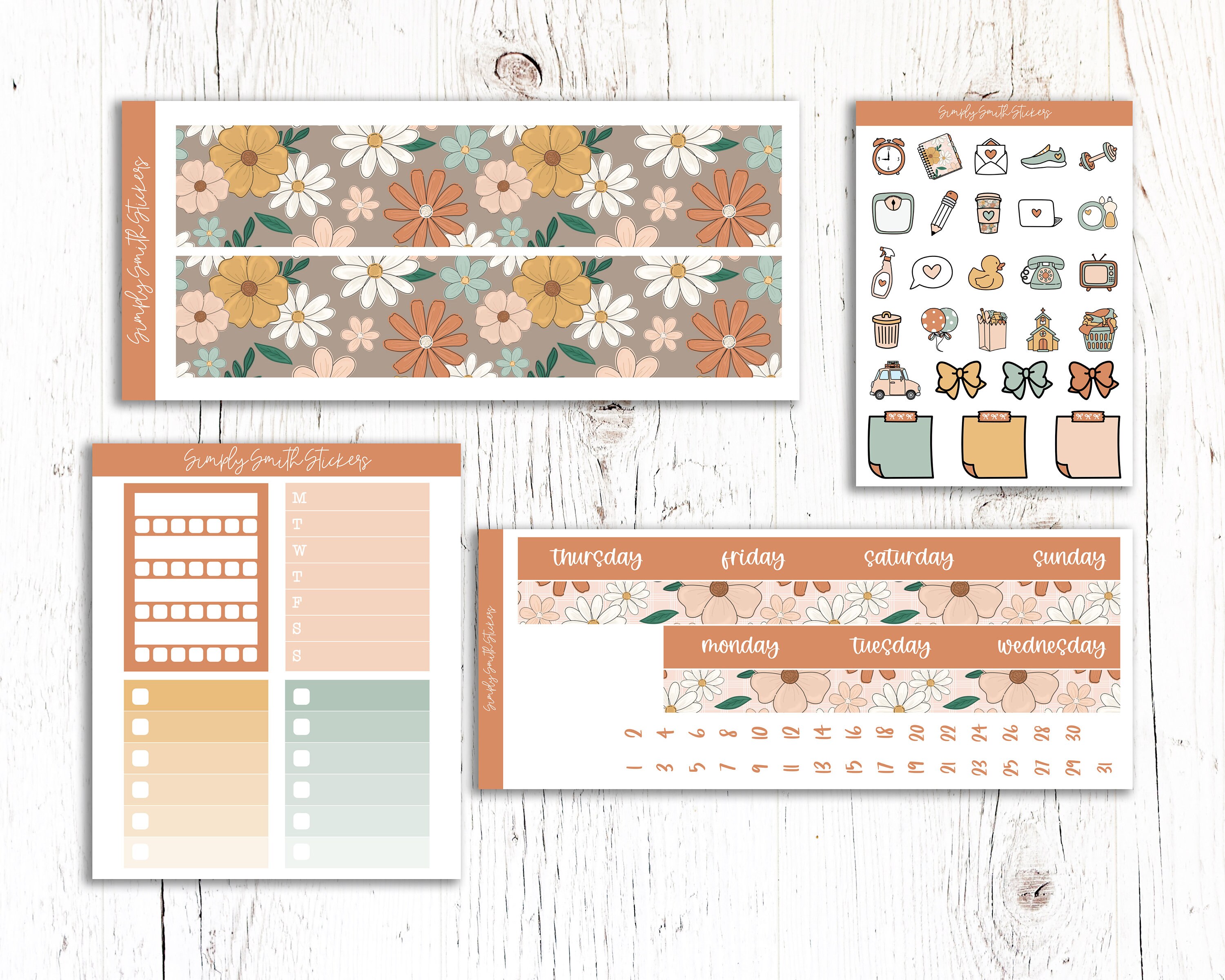 VINTAGE GARDEN | Vertical Weekly Planner Sticker Kit | Planner Stickers ...