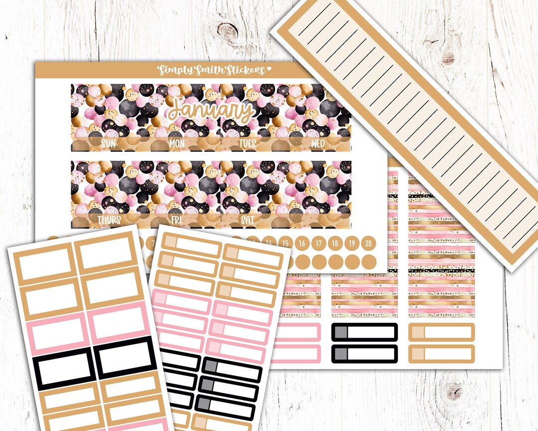 January Kit Sticker A5 JANUARY Monthly Sticker Kit | Customizable | Planner Accessories ...