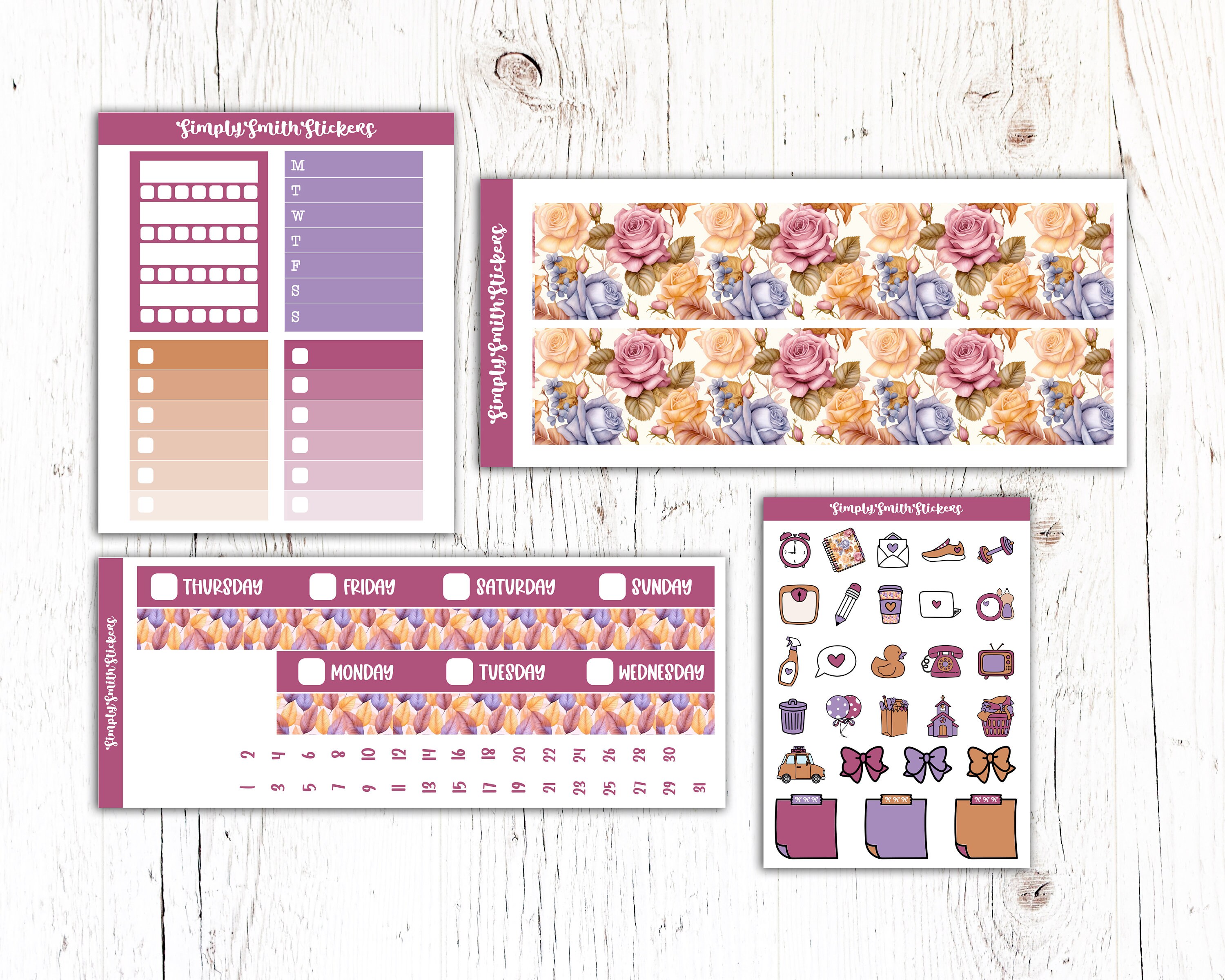 AUTUMN TEA | Vertical Weekly Planner Sticker Kit | Planner Stickers - Etsy