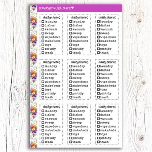 MOM BOX CHORES - Monochrome | Planner Stickers | Daily Chores Trackers | Neutral Stickers