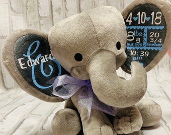 Personalized Elephant | New Baby Gift | Birth Stats Keepsake| Welcome Baby