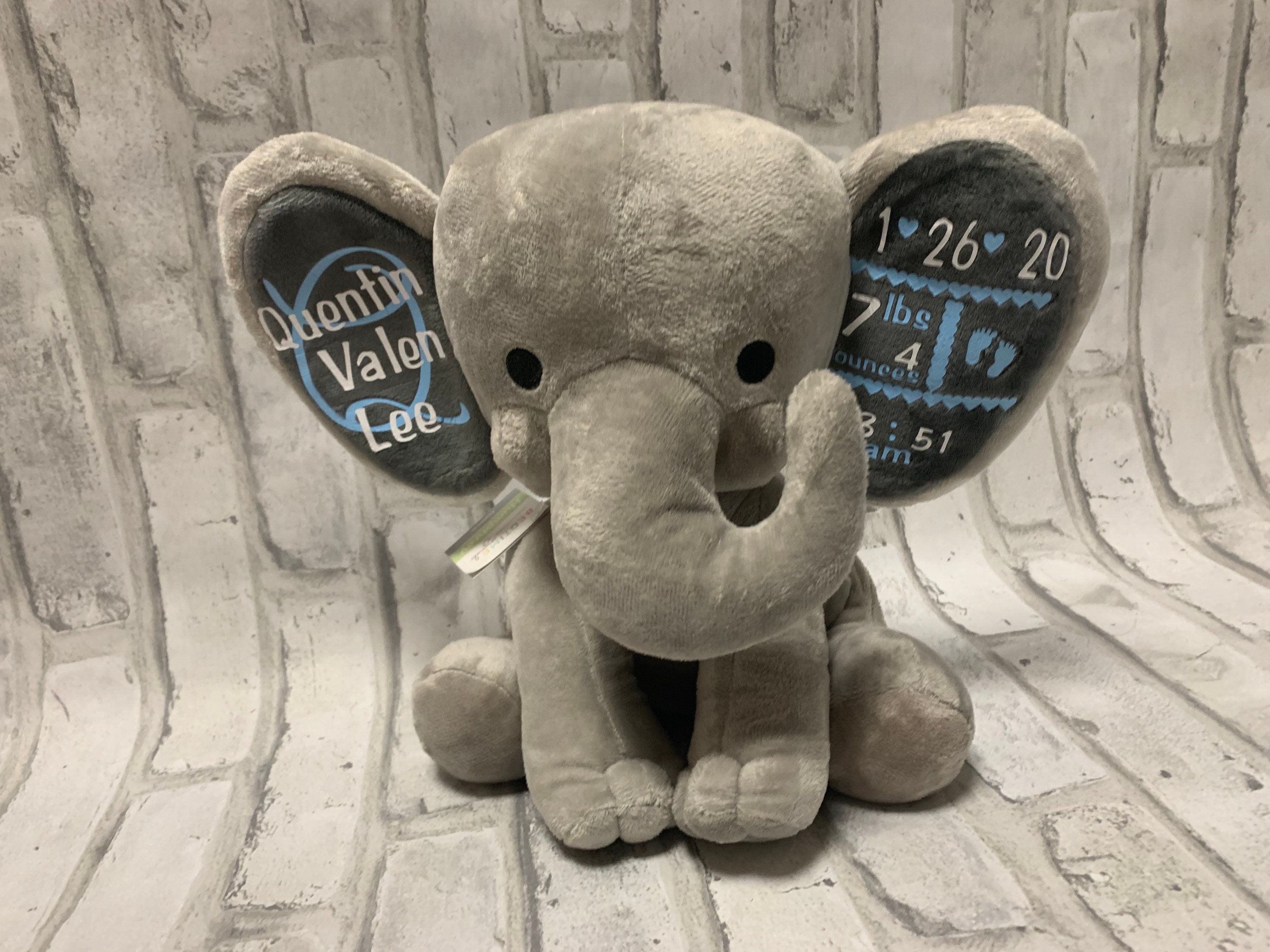 Personalized Elephant New Baby Gift Birth Stats Keepsake Etsy
