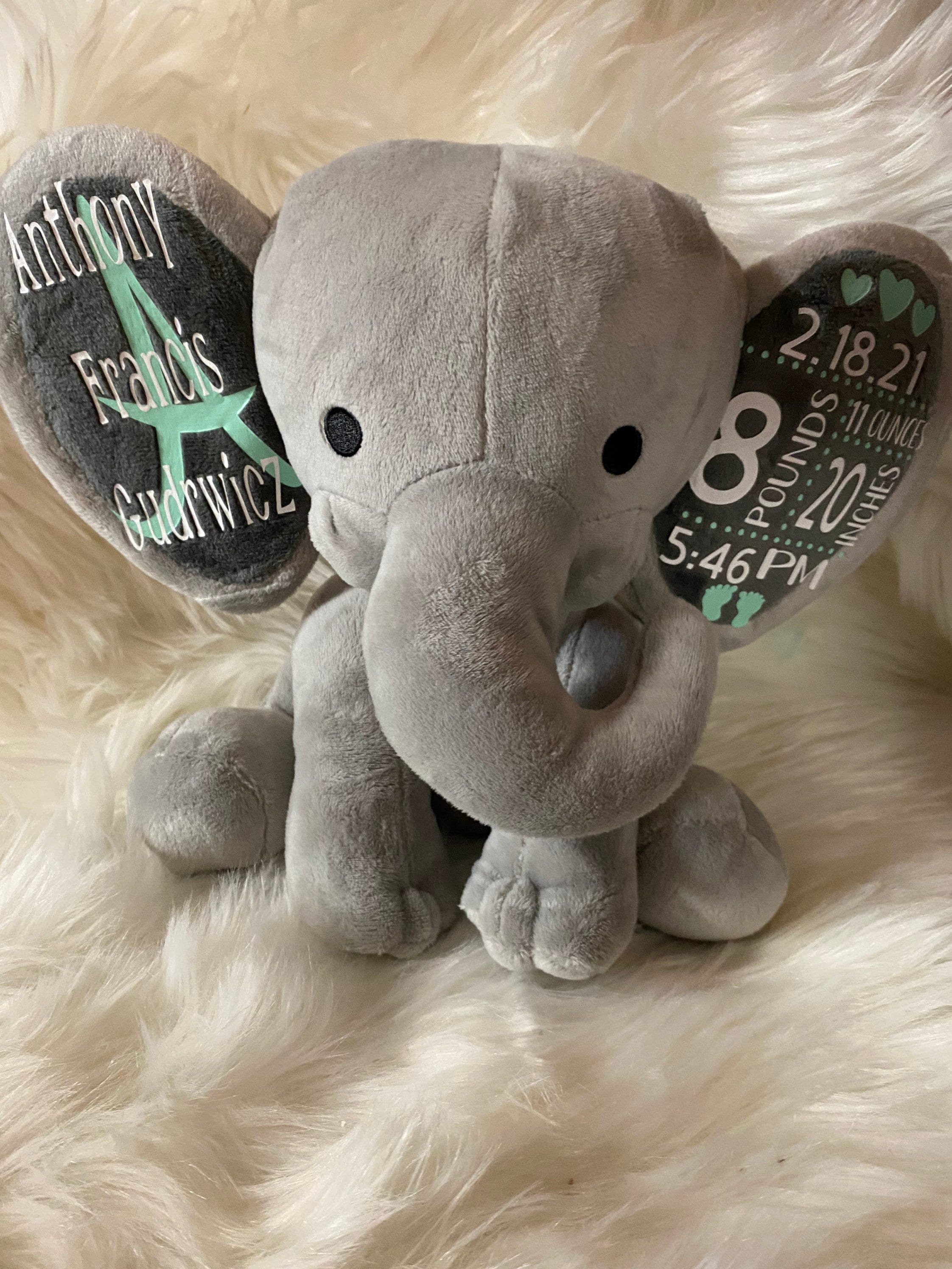 Personalized Elephant New Baby Gift Birth Stats Keepsake Etsy
