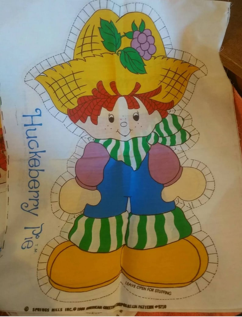Vintage Strawberry Shortcake Halloween Tunic Costume Huckleberry Pie Doll Panels