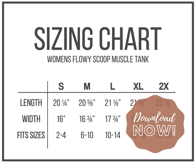 bella canvas muscle tank size chart