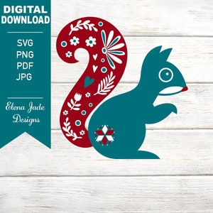 Scoiattolo SVG, scoiattolo scandinavo, animale Scandi, nordico, islandese, Natale, animale di legno, scoiattolo nativo, file di taglio, PNG, JPG