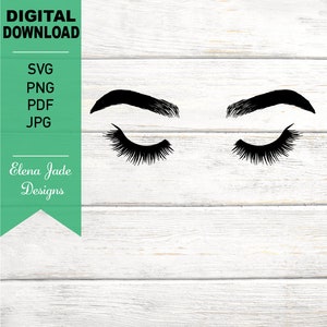 Svg de cils, sourcils svg, svg de cils, extensions de cils svg, svg de sourcils, fichier de coupe SVG Silhouette, PNG, JPG