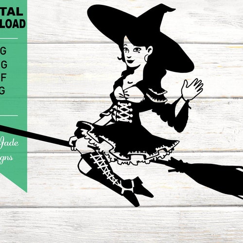 Flying Witch on Broomstick SVG Halloween Svg Good Witch Svg - Etsy