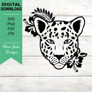 Leopard Svg, Leopard Face Svg, Leopard Head Svg, Floral Leopard Svg, Jungle Leopard, Cheetah Svg, Cricut, Silhouet, SVG Cut File, png, JPG
