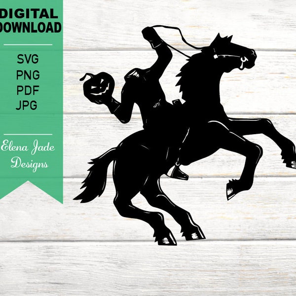 Headless Horseman SVG, Halloween svg, Pumpkin svg, Fall svg, Sleepy Hollow, Silhouette, Clipart, October, Cut File, PNG, JPG