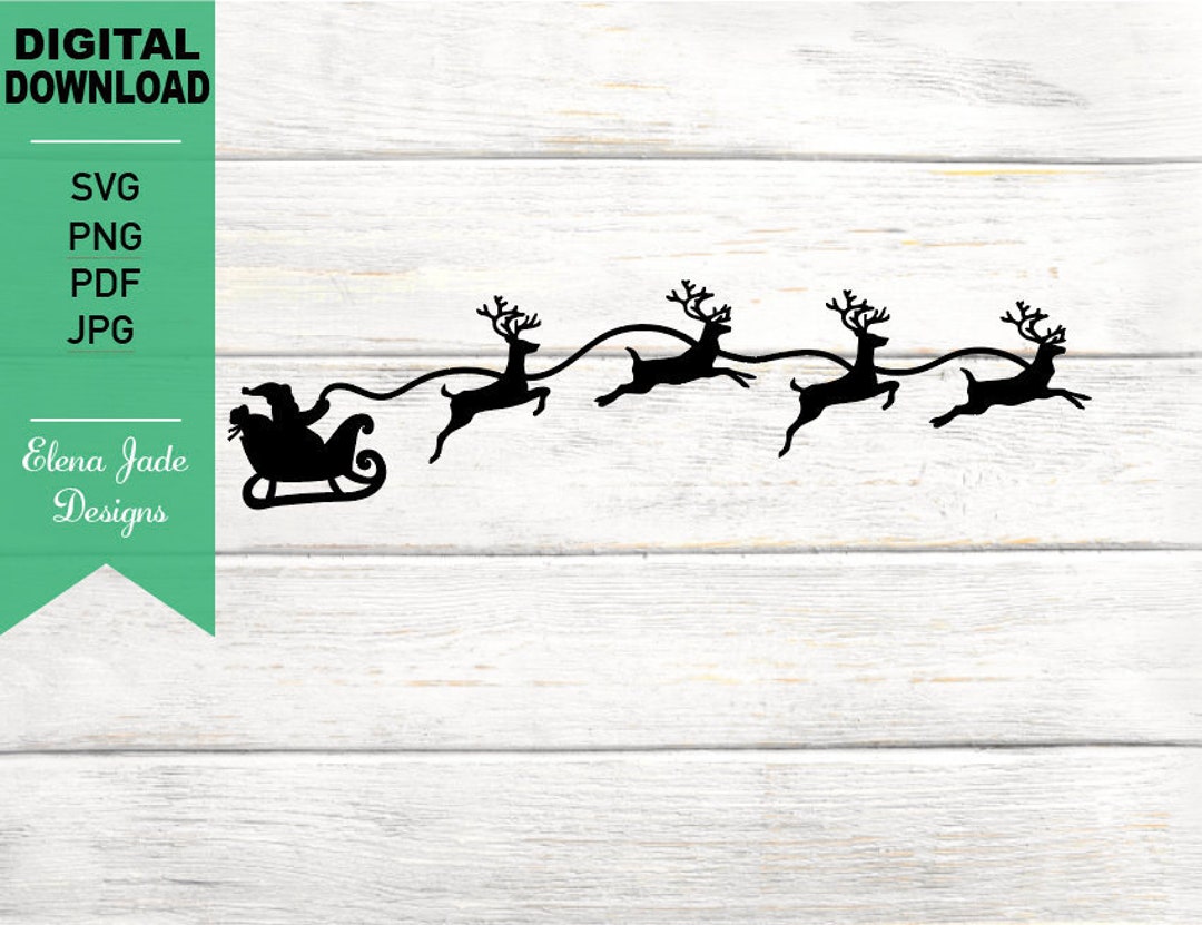 Santa Sleigh and Reindeer Svg, Christmas Night, Reindeer, Christmas Svg ...