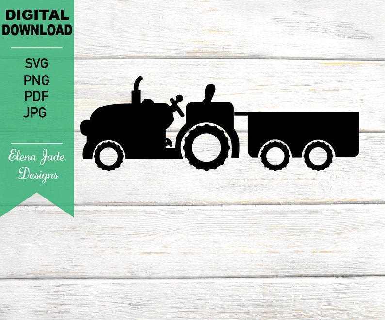 Tractor SVG Tractor Trailer John Deere Clipart Silhouette Etsy