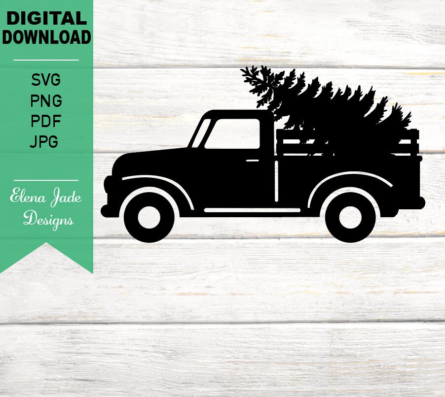 Download Christmas Truck With Tree Svg Retro Pickup Truck Silhouette Etsy