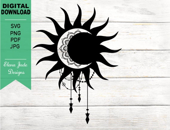 Download Mandala Sun And Moon Svg Boho Svg Bohemian Svg Sun Mandala Etsy