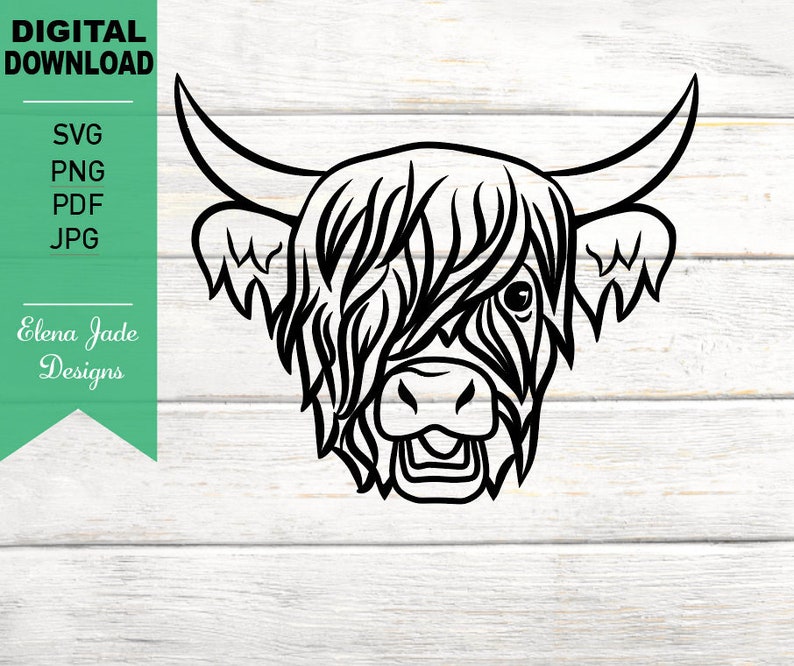Cow Svg Shaggy Cow Hairy Cow Cow Head Highland Cow | Etsy