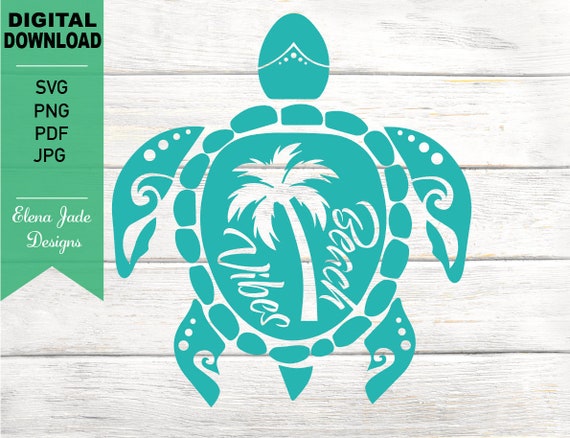 Download Turtle Svg Beach Vibes Turtle Palm Tree Turtle Waves Etsy