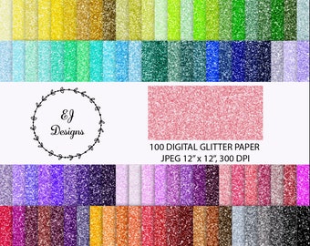 Glitter Paper, 100 Digital Glitter Papers, Sparkly Paper, Rainbow Glitter Paper, Commercial Use, Scrapbook Papers, Printable Pattern JPG