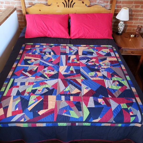 Throw Quilt "Of Matthew," Handmade, Original Design, One of a Kind