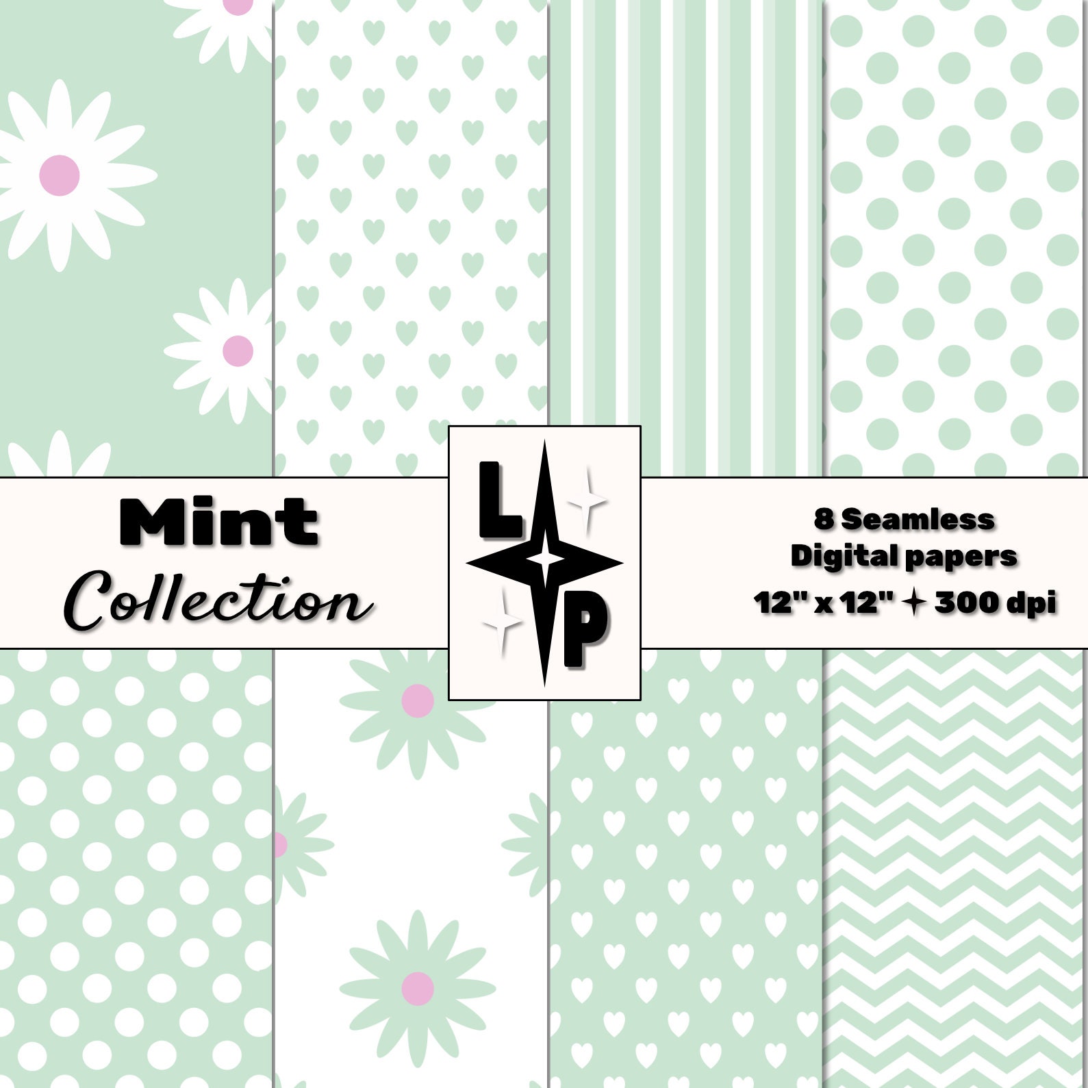 Mint Collection Seamless Digital Paper Scrapbook Paper Etsy