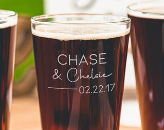 Personalized Relationship Beer Pint Glass - Boyfriend Gift for Anniversary, Beer Glasses for Couples, Design: N6