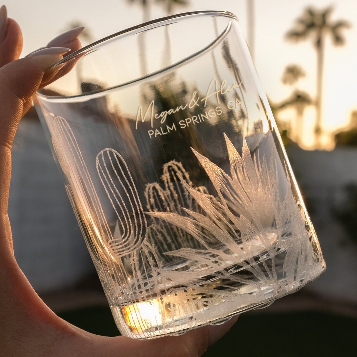 Personalized Desert Wedding Cocktail Glass