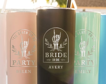 Personalized 'Til Death Do Us Party Tumblers, Bachelorette Cups for Bride and Bridesmaids, Custom Bridal Party Gifts, Design: WG9