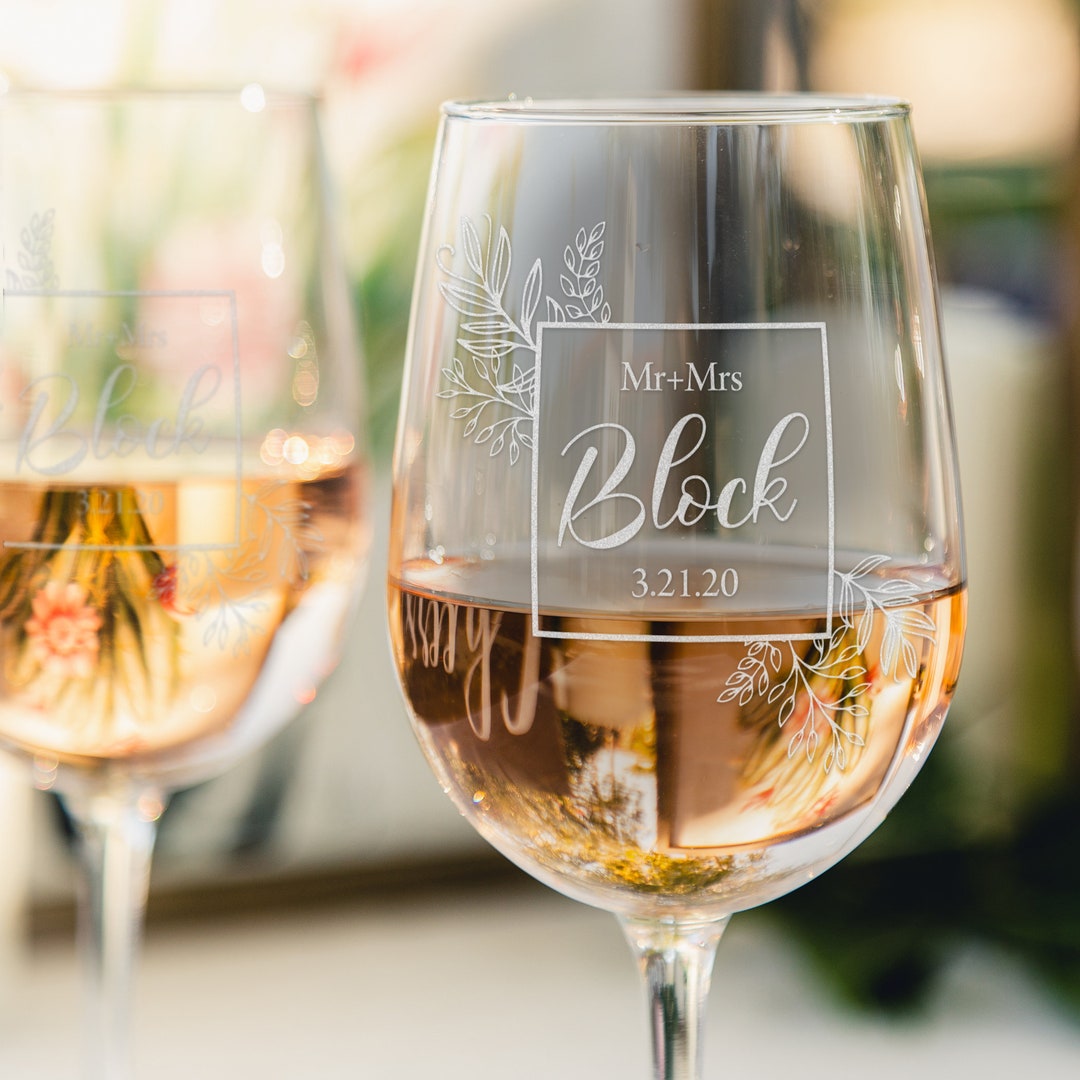 Personalize wine glasses with glass etching cream - The V Spot  Wine glass  crafts, Personalized wine glasses, Decorated wine glasses