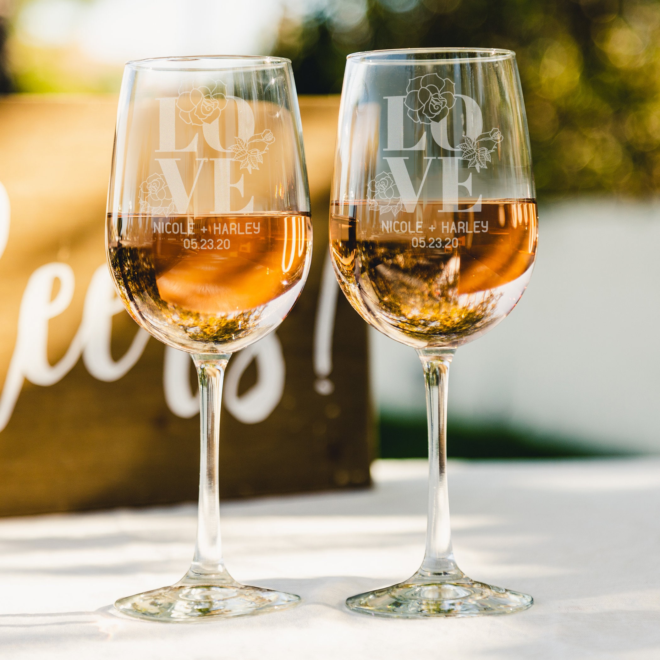 Wedding & Engagement Personalized White Wine Glass