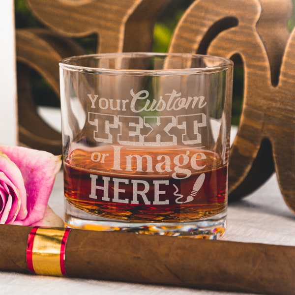 Personalized Whiskey Glasses for Couples - Custom Rocks Glasses for Anniversaries, Weddings, and Relationships, Design: CUSTOM