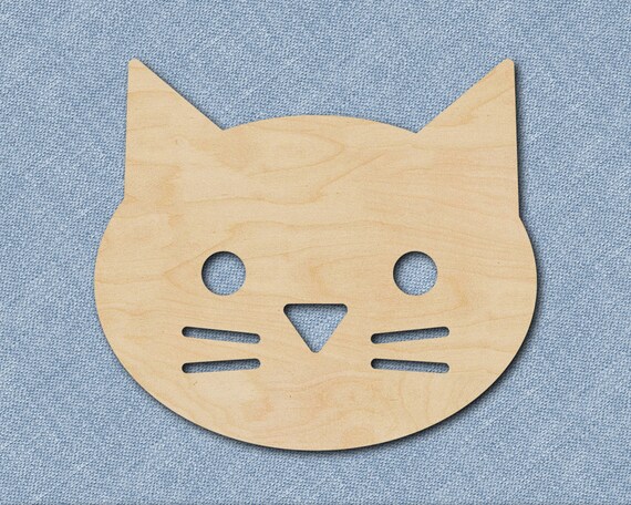 Laser cut Gift Tags Decorations Blank Shapes Choice of 2cm-15cm Wooden Cat Face Craft shapes Embellishments