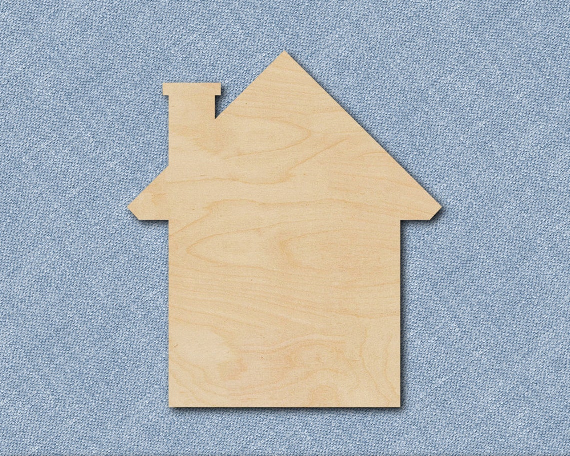 Wood House Cutout Wood House Shape Laser Cut House Craft Etsy